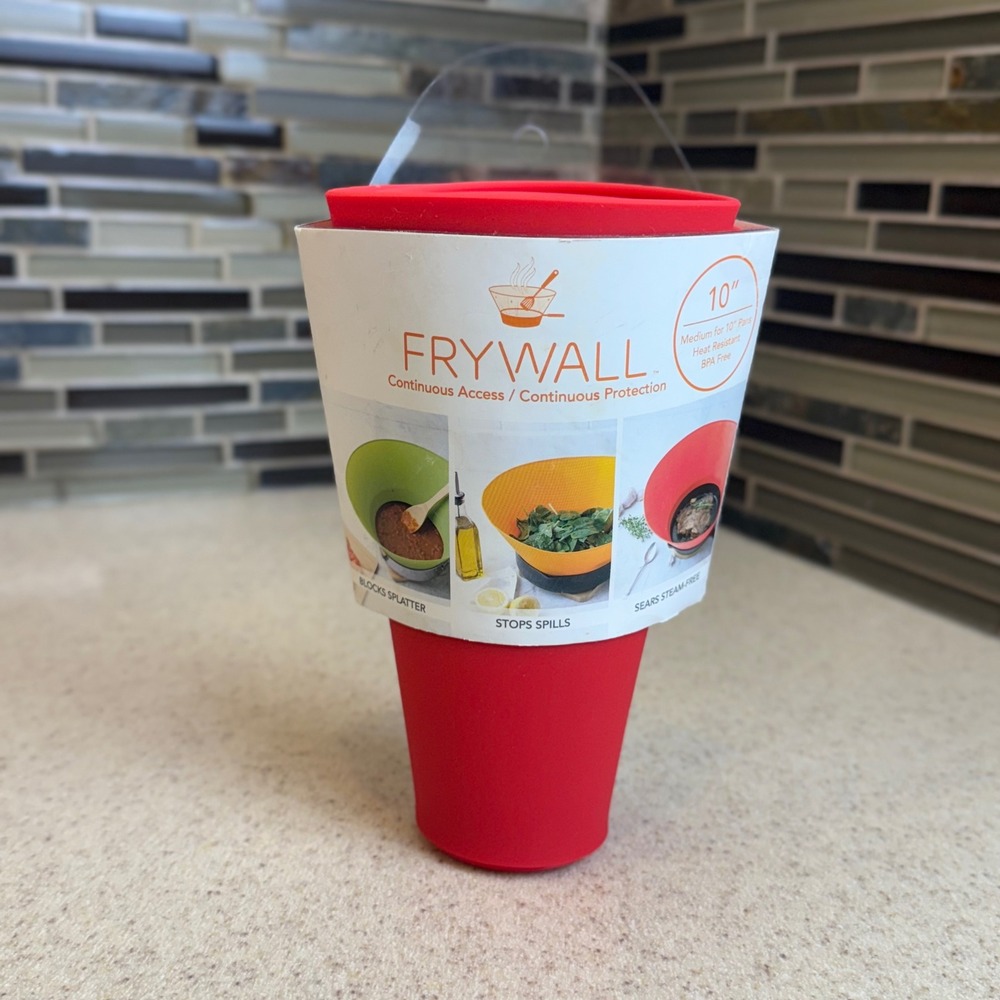 NEW Frywall 10 Inch Silicone Splatter Guard Red Medium for 10" Pans BPA Free